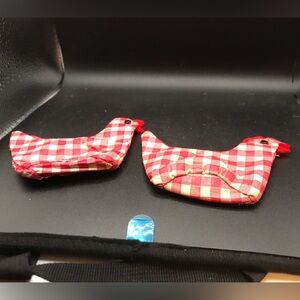 Vintage red/white check chicken egg covers set of 2